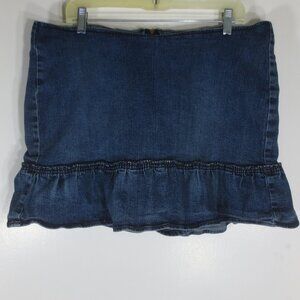 Jalate 90s Jean Mini Skort Dark Wash Cotton Denim Stretch Ruffled Plus Size 16